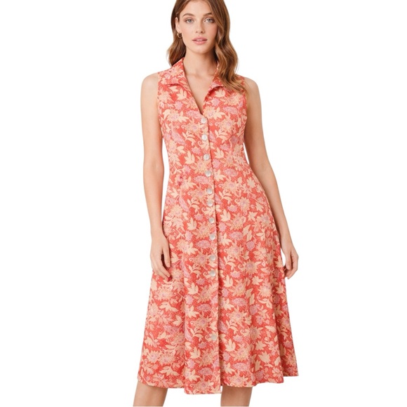 Coldwater Creek Dresses & Skirts - Vintage 90s Coldwater Creek Floral Linen Blend Midi Dress 10 Coastalgrandma